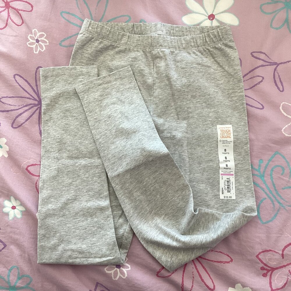 NWT Jumping Beans Grey Tough Cotton Leggings Size 8